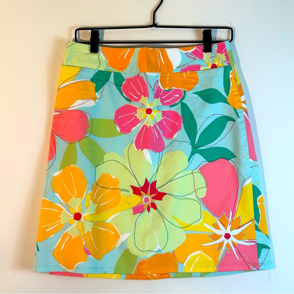 Talbots Petites Summer Floral Print Midi Skirt Size 6 - Picture 2 of 6